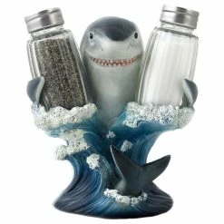 DWK Corp. Great White Shark On Waves Glass Salt And Pepper Shaker, 3-Piece Set