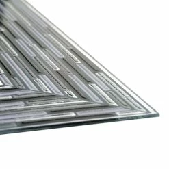 Head West, Inc. Frameless Glass Reeded Simulated Tile Printed Wall Mirror, Black -home bar shop dd5102f203eeb7fa 9353 w800 h800 b0 p0