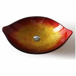 HOMARY Hot Melted Red/Gold Leaf Shaped Tempered Glass Vessel Sink Waterfall Faucet Set -home bar shop dd61d7990230680b 5735 w800 h800 b1 p0
