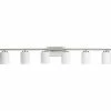 Progress Lighting Replay Collection 48" 6-Light Brushed Nickel Etched Glass Bath Vanity Light