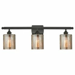 Innovations Lighting Cobbleskill 3-Light Bath Fixture, Mercury Glass, Oil Rubbed Bronze