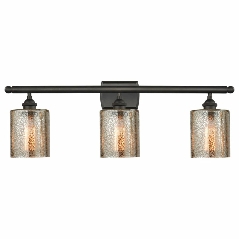Innovations Lighting Cobbleskill 3-Light Bath Fixture, Mercury Glass, Oil Rubbed Bronze 1 Innovations Lighting Cobbleskill 3-Light Bath Fixture, Mercury Glass, Oil Rubbed Bronze