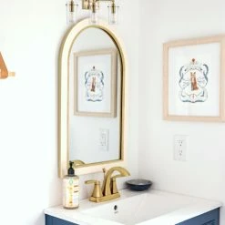 Kira Home Inara 21.5" 3-Light Bathroom / Light, Glass Cylinder Shade, Cool Brass -home bar shop de11fea9030dc046 8428 w800 h800 b0 p0