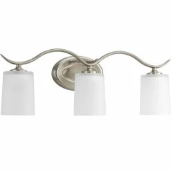 Progress Lighting Inspire 3-Light Bath Light With Etched Glass, Brushed Nickel