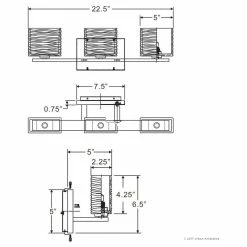 Urban Ambiance Luxury Modern Nickel Ribbed Glass Bathroom Light, UQL2722, San Diego Collection -home bar shop de810a7b09a47672 2540 w800 h800 b1 p0
