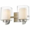 Lighting Favorites 2 Light Modern Double Glass Bathroom Vanity Light In Nickel