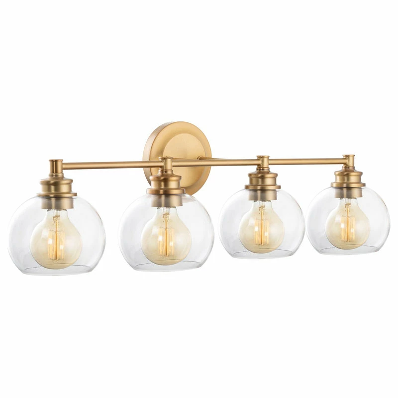 Kira Home Odette 30" 4-Light Bathroom Light, Glass Globe Shades + Warm Brass 1 Kira Home Odette 30" 4-Light Bathroom Light, Glass Globe Shades + Warm Brass