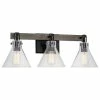 Kira Home Anza 25" Farmhouse / Bathroom Wall Light, Seeded Cone Glass Shades