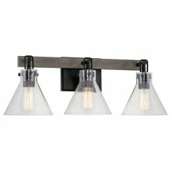 Kira Home Anza 25" Farmhouse / Bathroom Wall Light, Seeded Cone Glass Shades