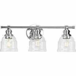 Progress Lighting Ambrose Collection 21" 3-Light Polished Chrome Clear Glass Bath Vanity Light