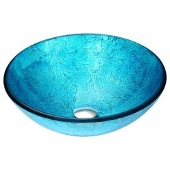 SpaWorld Corp ANZZI Tereali Glass Vessel Sink, Blue Ice