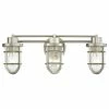Destination Lighting Seeded Glass Bathroom Light Satin Nickel Cage 3 Lt
