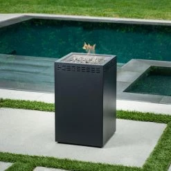 Hanover Naples 40,000 BTU Column Fire Pit With Glass Burner Enclosure