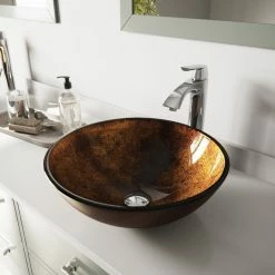 VIGO Brown And Gold Fusion Glass Vessel Sink And Faucet Set, Chrome -home bar shop e21162970e9ed8ac 7700 w800 h800 b0 p0