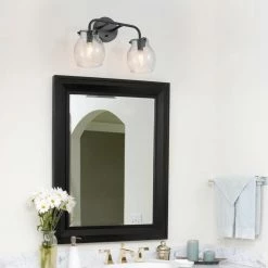 LNC Lighting LALUZ 2 Light Matte Black Modern Bathroom Vanity Light With Globe Seeded Glass -home bar shop e231633f03117d5a 9179 w800 h800 b0 p0