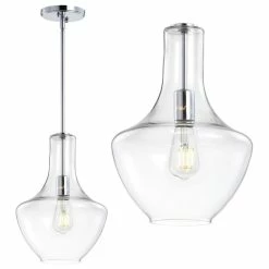 JONATHAN Y Watts 10.5" Glass, Metal LED Pendant, Chrome/Clear, Width: 10.5" -home bar shop e281ac7502e031c5 1395 w800 h800 b1 p0