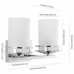 JONATHAN Y Fairfax 14.25" 2-Light Metal/Frosted Glass Contemporary LED Vanity Light, Chrome -home bar shop e2b1997a000f223e 5476 w800 h800 b1 p0