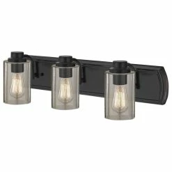 Destination Lighting Industrial Seeded Glass Bathroom Light Bronze 3 Lt
