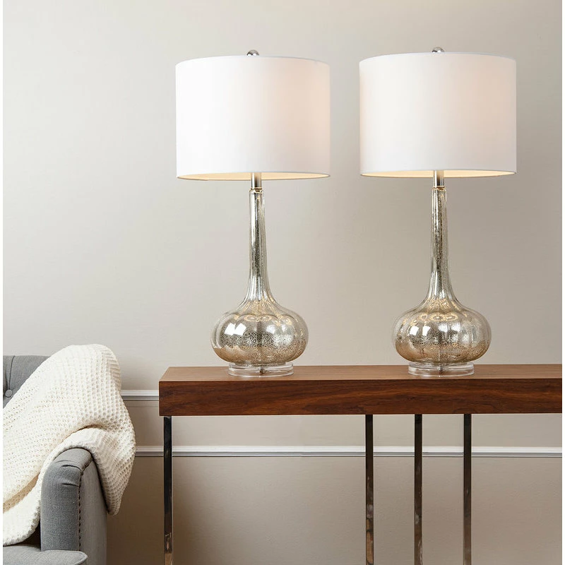 Abbyson Living Mercury Antiqued Glass Table Lamps, Set Of 2, Silver 4 Abbyson Living Mercury Antiqued Glass Table Lamps, Set Of 2, Silver - Image 4