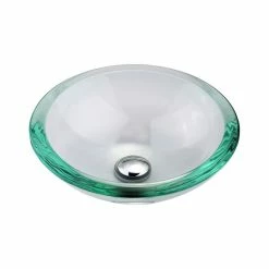 Kraus USA, Inc. Clear 17" Glass Vessel 19mm Thick Bathroom Sink
