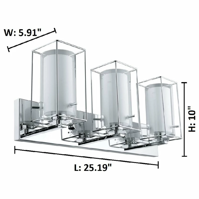 EGLO USA 3x60W Vanity Wall Light With Chrome Finish And Clear And White Glass 2 EGLO USA 3x60W Vanity Wall Light With Chrome Finish And Clear And White Glass - Image 2