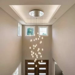 LightUpMyHome LightUpHome Orion 36 Light Glass LED Chandelier, Brushed Nickel, Round Canopy -home bar shop e361c9bd0f32fca9 8590 w800 h800 b0 p0