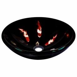 Novatto Fiche Glass Vessel Sink And Drain, Brushed Nickel -home bar shop e3c1e4e509a99eda 1183 w800 h800 b1 p0