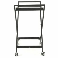 GDFStudio GDF Studio Sheri Tempered Glass Black Iron Bar Cart With Tempered Glass Shelves -home bar shop e411921a01c959fb 6003 w800 h800 b1 p0