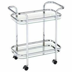 WHI Metal And Glass 2-Tier Trolley, Chrome