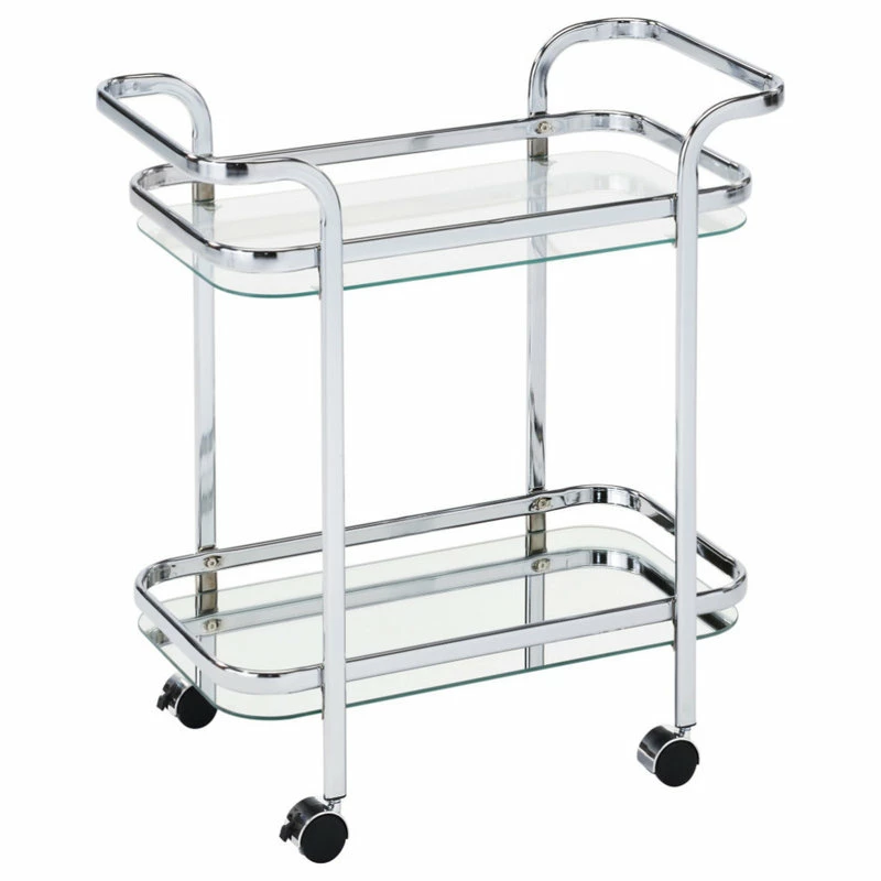 WHI Metal And Glass 2-Tier Trolley, Chrome 1 WHI Metal And Glass 2-Tier Trolley, Chrome
