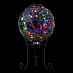 Alpine Corporation Outdoor Solar Powered Glass Mosaic Gazing Globe With Metal Stand, Purple -home bar shop e451956b0fcaa0ca 3490 w800 h800 b0 p0