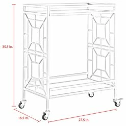 Inspired Home Ambrocio Bar Cart, Casters/2 Locking, Glass Shelves, Gold/White -home bar shop e49107b60e9f6ca0 6555 w800 h800 b1 p0