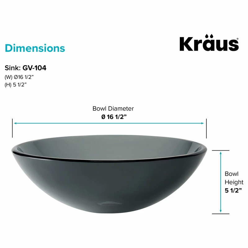 Kraus USA, Inc. Black 16 1/2" Clear Glass Vessel Bathroom Sink 6 Kraus USA, Inc. Black 16 1/2" Clear Glass Vessel Bathroom Sink - Image 6