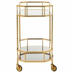 Safavieh Silva 2-Tier Octagon Bar Cart, Brass, Tinted Glass -home bar shop e4e13ce20c12e090 5883 w800 h800 b1 p0