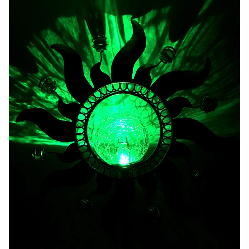 Unido Solar Powered Metal Copper Sunray Garden Stake With Glass Crackle Ball LED Light 5 Unido Solar Powered Metal Copper Sunray Garden Stake With Glass Crackle Ball LED Light - Image 5