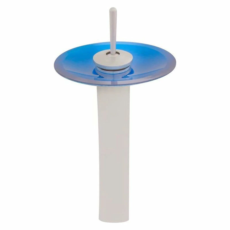 Decor Love Above Counter Bathroom Sink, Unique Glass Bowl & Waterfall Faucet, Blue 3 Decor Love Above Counter Bathroom Sink, Unique Glass Bowl & Waterfall Faucet, Blue - Image 3