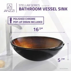 ANZZI Stellar Series Deco-glass Vessel Sink In Amber Storm - LS-AZ170 -home bar shop e651a8660c3fc16e 7759 w800 h800 b0 p0