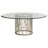 Lexington Rendezvous Round Metal Dining Table With 60" Glass Top