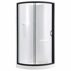 Ove Decors Breeze 32 Shower Kit, Clear Glass Walls And Base, Black