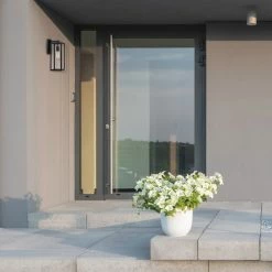 Globe Electric Bowery 1-Light Matte Black Indoor/Outdoor Wall Sconce With Clear Glass Shade -home bar shop e7017df50c3917b5 0112 w800 h800 b0 p0