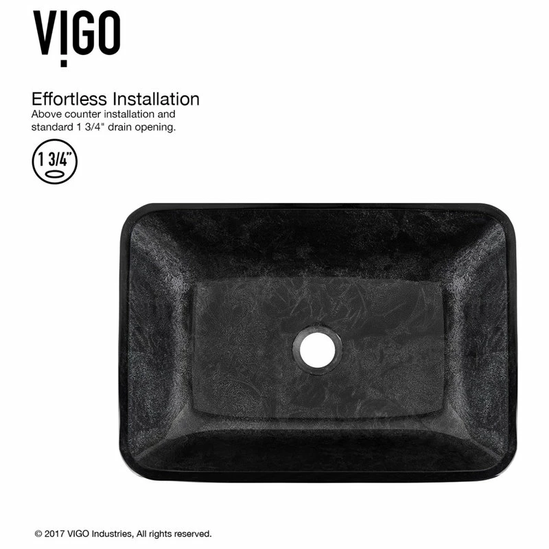 VIGO Rectangular Gray Onyx Glass Vessel Bathroom Sink Set With Niko Vessel Faucet 7 VIGO Rectangular Gray Onyx Glass Vessel Bathroom Sink Set With Niko Vessel Faucet - Image 7