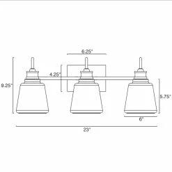 Kira Home Carmine 23" Bathroom / Light, Glass Conic Shades, Brushed Nickel -home bar shop e7711c62031fb80d 8434 w800 h800 b0 p0