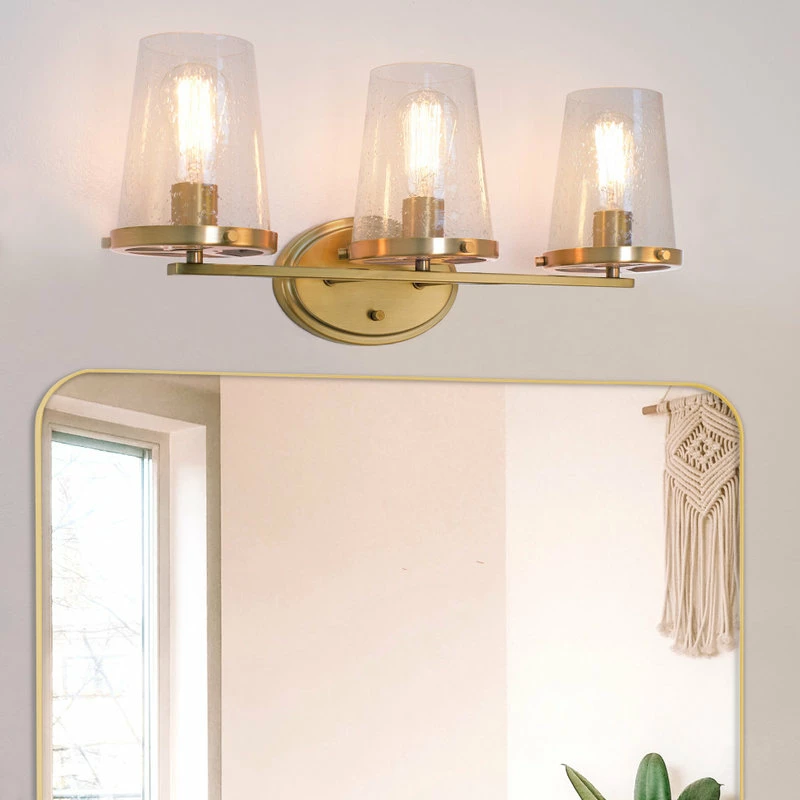 Kira Home Trinity 24" Bathroom Light, Light Fixtures, Cone, Funnel Glass Shades 4 Kira Home Trinity 24" Bathroom Light, Light Fixtures, Cone, Funnel Glass Shades - Image 4