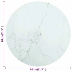 Vida XL International B.V. VidaXL Table Top White Ø 31.5"x0.4" Tempered Glass & Marble Design Table Top -home bar shop e7b1957402600b18 8458 w800 h800 b1 p0