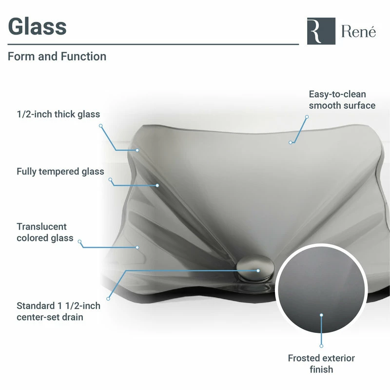 Rene R5-5012 Frosted Glass Vessel Sink, R9-7001 Faucet, Antique Bronze, Chrome, R9-70 2 Rene R5-5012 Frosted Glass Vessel Sink, R9-7001 Faucet, Antique Bronze, Chrome, R9-70 - Image 2