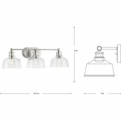 Progress Lighting Singleton 3-Light 26.5" Brushed Nickel Vanity Light With Clear Glass Shades -home bar shop e9012c0203754a7c 1386 w800 h800 b1 p0