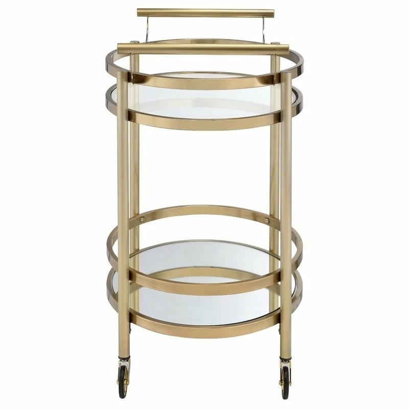 Acme Furniture Acme Lakelyn Serving Cart, Clear Glass And Gold 4 Acme Furniture Acme Lakelyn Serving Cart, Clear Glass And Gold - Image 4