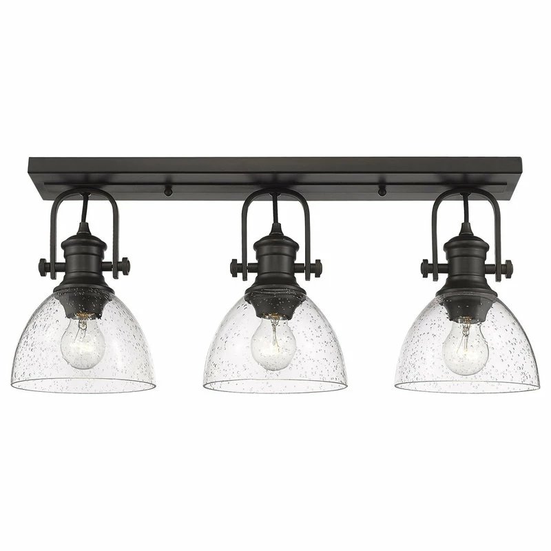 Golden Lighting Hines 3-Light Bath Vanity, Rubbed Bronze, Seeded Glass 4 Golden Lighting Hines 3-Light Bath Vanity, Rubbed Bronze, Seeded Glass - Image 4