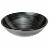 Eden Bath - Vessel Sinks Silver And Black Rings Tempered Glass Vessel Sink For Bathroom, 16.375 Inch