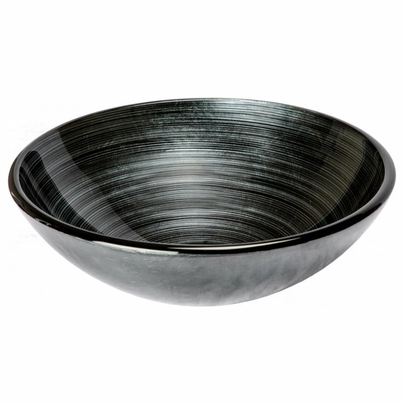 Eden Bath - Vessel Sinks Silver And Black Rings Tempered Glass Vessel Sink For Bathroom, 16.375 Inch 1 Eden Bath - Vessel Sinks Silver And Black Rings Tempered Glass Vessel Sink For Bathroom, 16.375 Inch